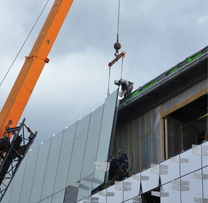 YUW 750 XT unitized curtain wall being installed at Gates Hall, Cornell University in New York.