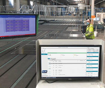 Computer displays software on a glass manufacturing line