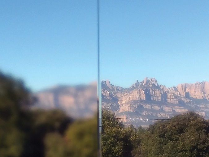 blurry view versus clear view through two pieces of glass