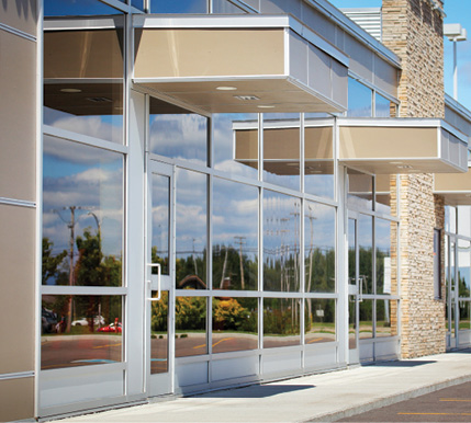 glass entrance treated with protective coating