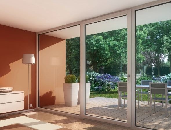 French door wall system with view to garden