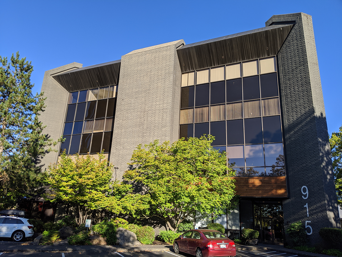 office building with renovated windows