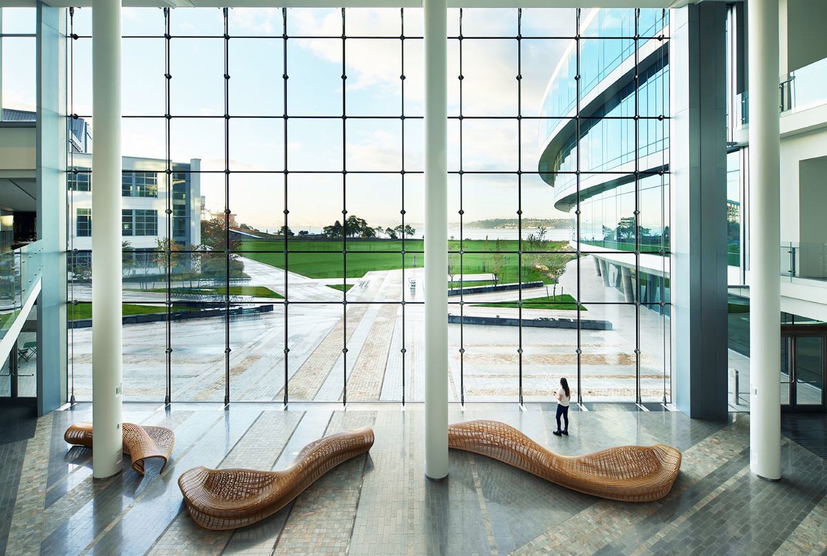 glass wall with view