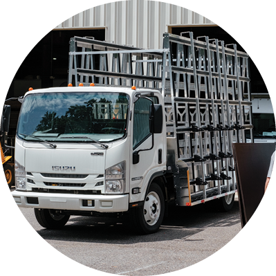 glass truck with racks