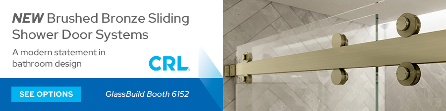 see options for CRL's new brushed bronze sliding shower door systems