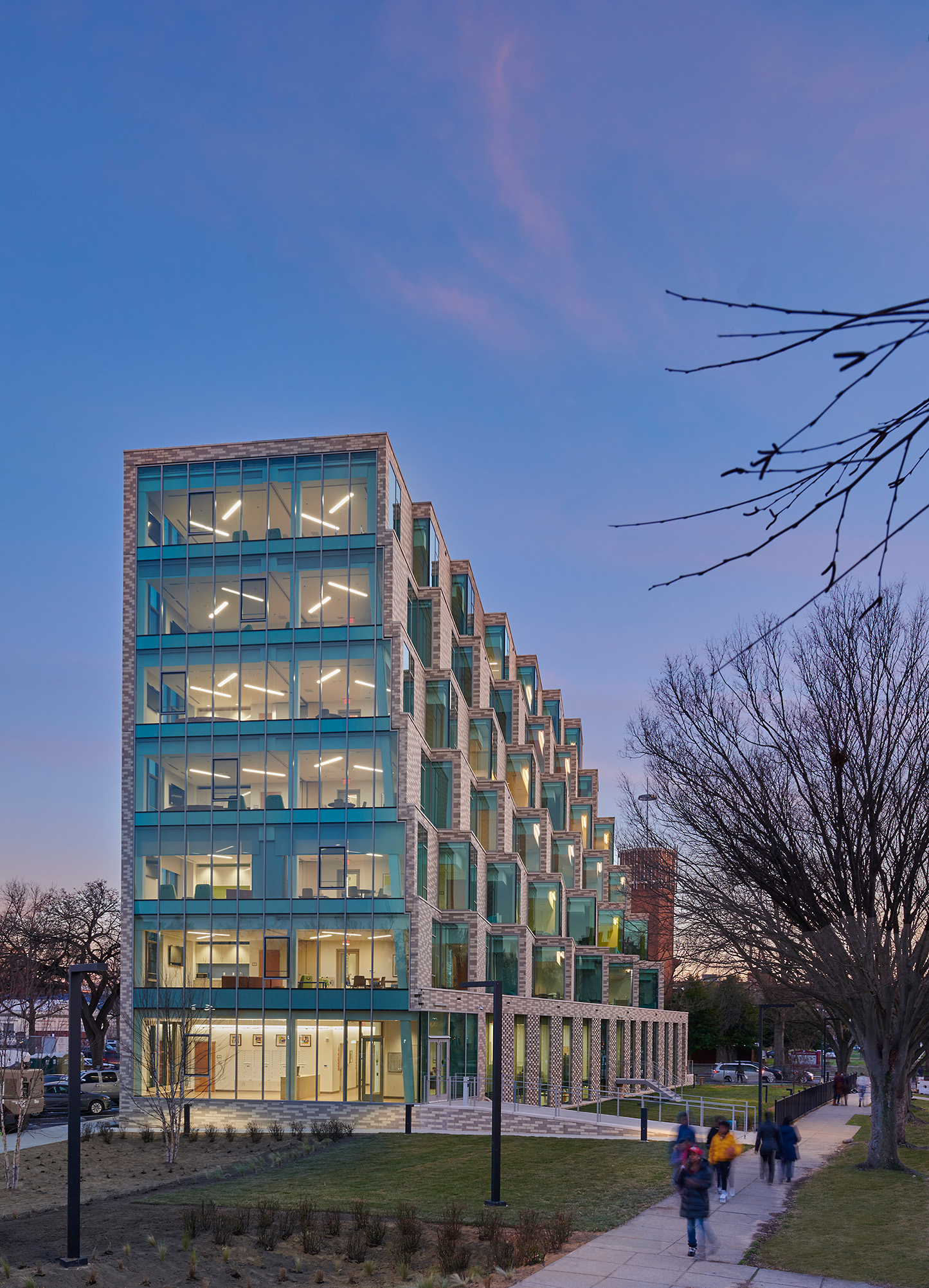 apartment building with glass curtain wall