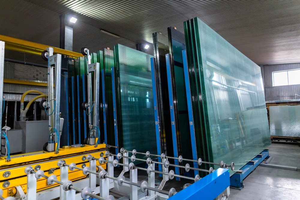 glass sheets on the manufacturing floor
