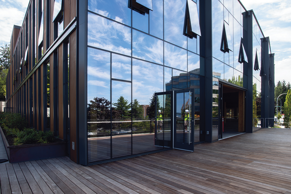 timber and glass facade