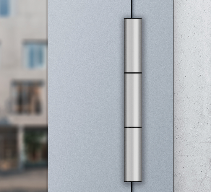 door with slim hinge