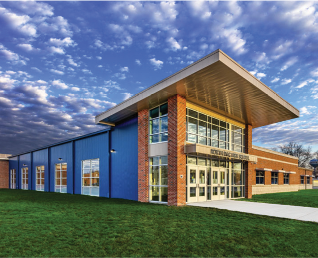 school building with security glazing