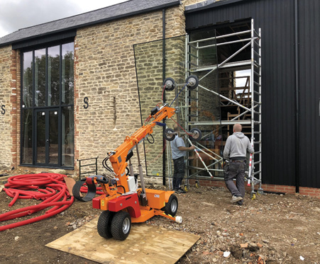 glass lifter at building site