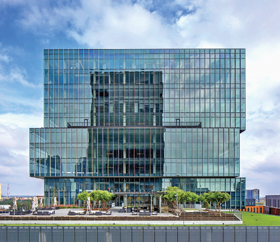 commercial building with low-iron glass