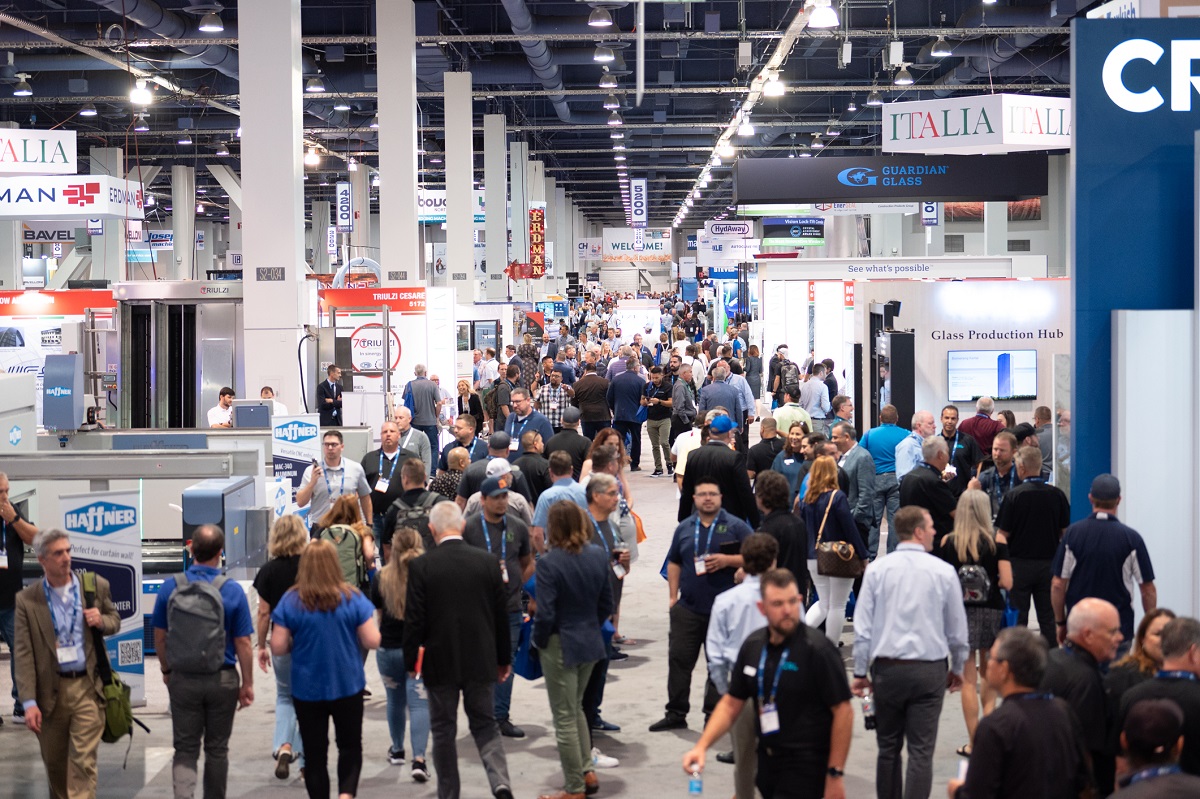 crowds of people on the trade show floor