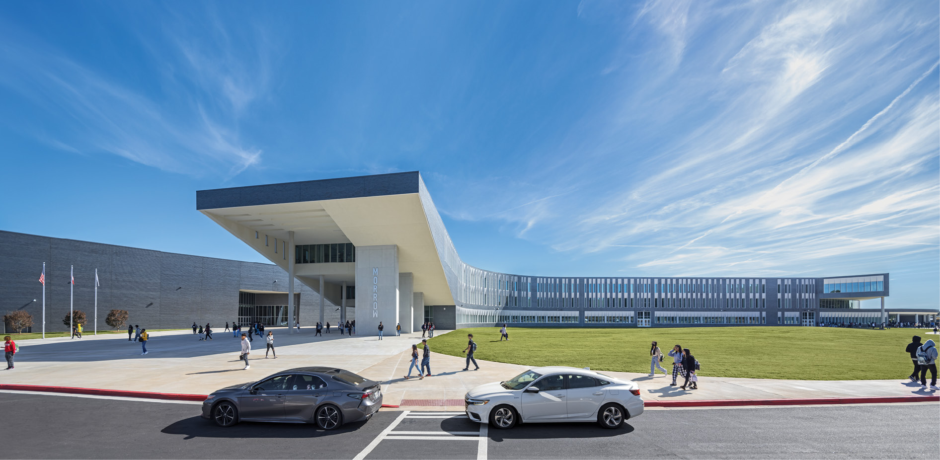 glass entrance of high school