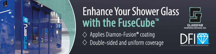 learn how glassfab tempering uses fusecube from dfi to apply diamon-fusion coating, double sided with uniform coverage, to its shower glass