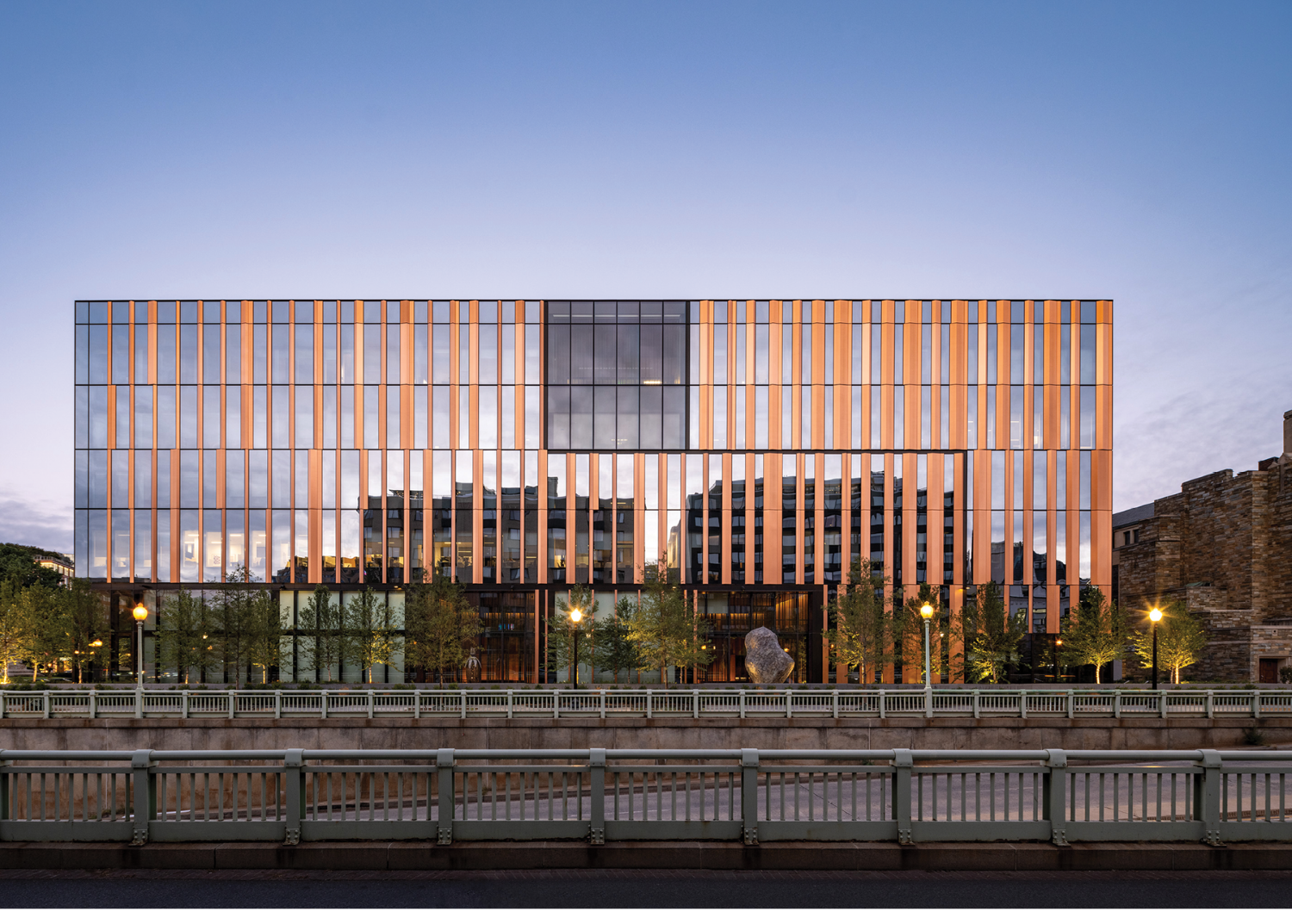 facade with reflective glass