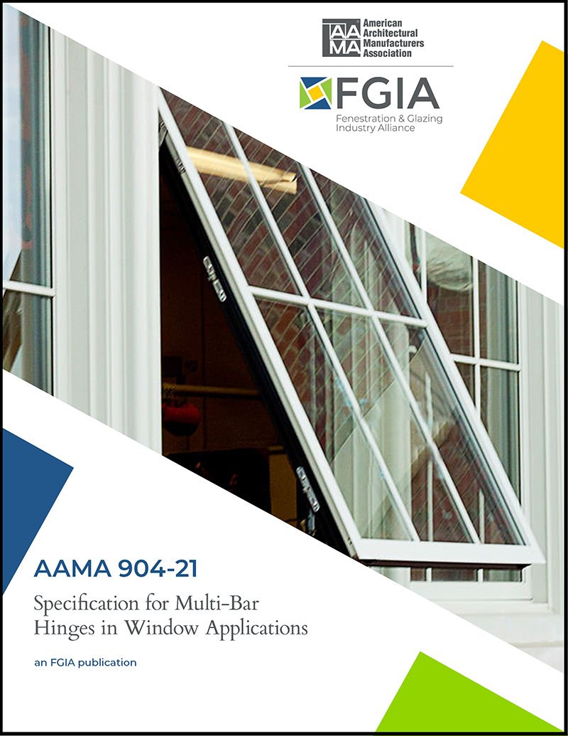 The Fenestration and Glazing Industry Alliance released an updated version of a document with new test methods for multi-bar hinges in windows.