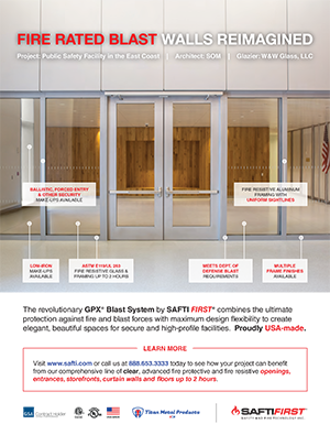 SAFTI First, advertisement, fire-rated blast walls
