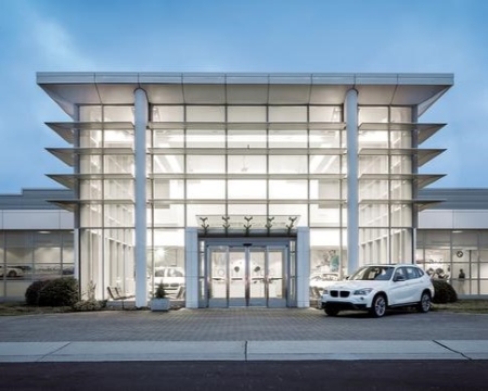 BMW exterior at night