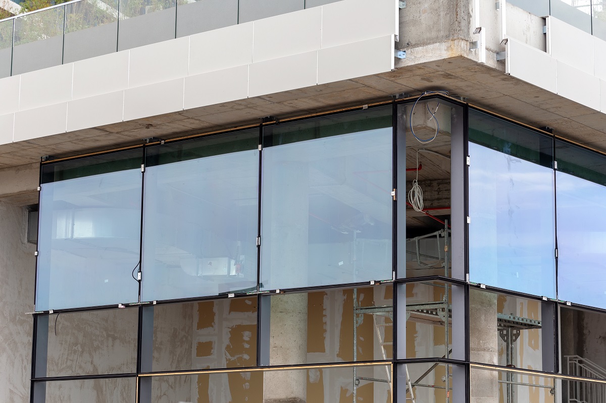 window wall on a commercial building. Stock image