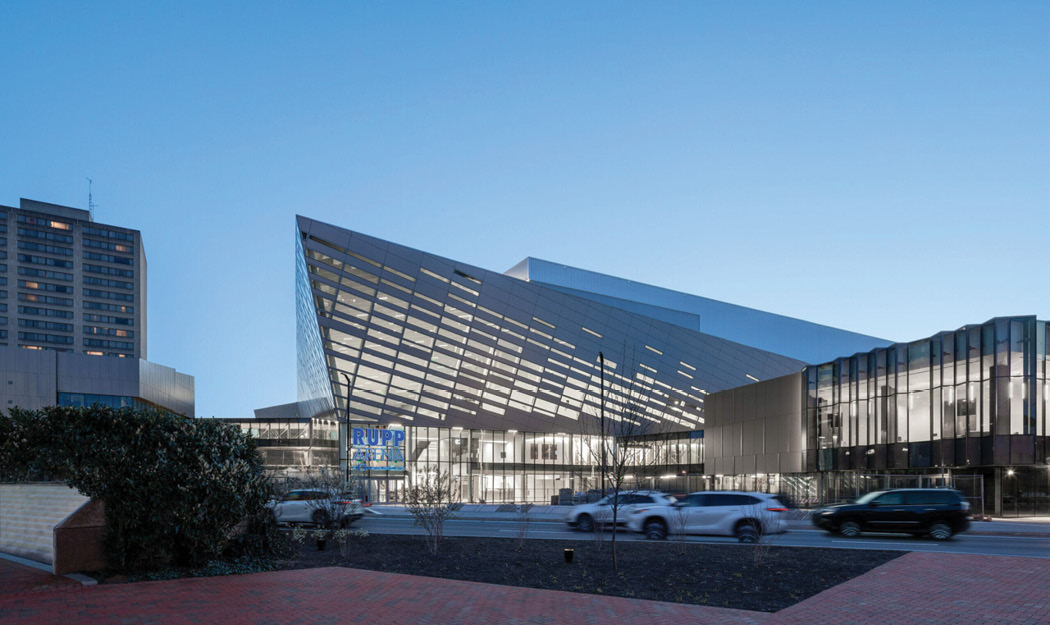 sports arena with glass curtain wall