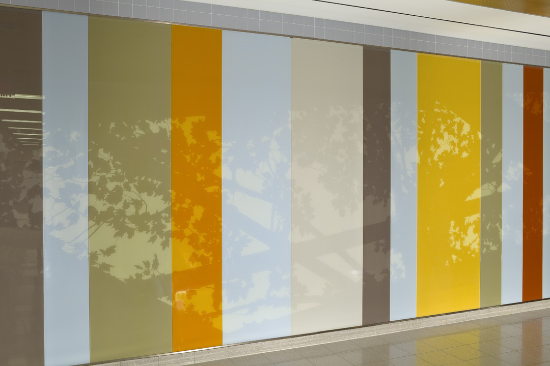 "Northeast Light, West Wall" by Mary Temple in the entrance hall at the Palo Alto Medical Center in Sunnyvale, California. 