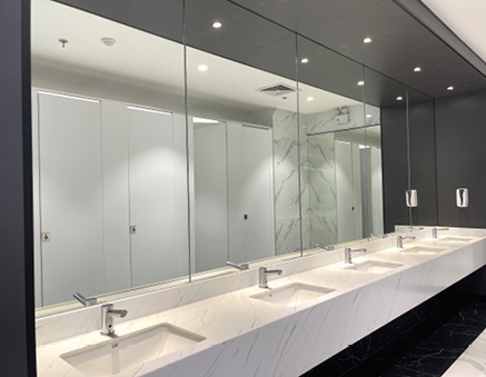 mirrored restroom