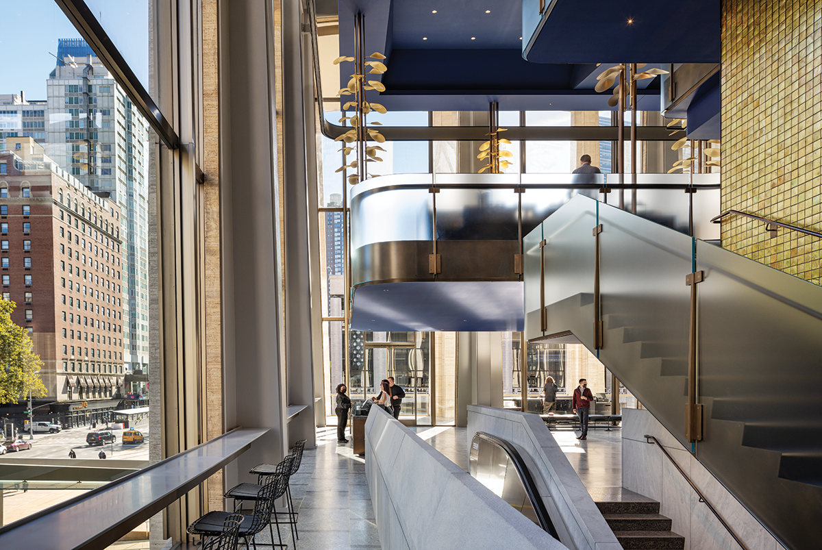 David Geffen Hall glass stairway