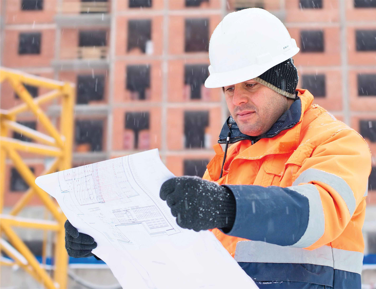 Construction worker winter