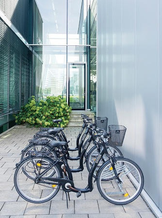 rack of bicycles