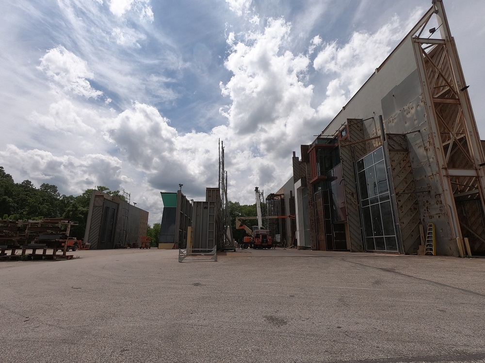 fabrication facility with a curtain wall mockup