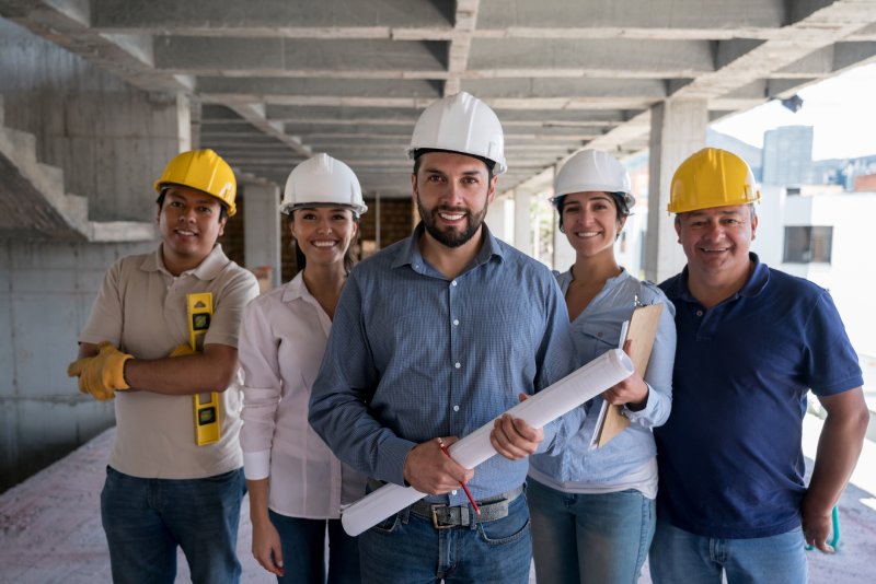 Diverse group of architects, construction people