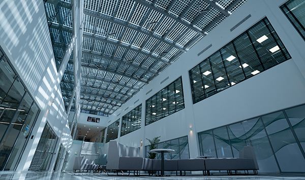 Interior of PV skylight