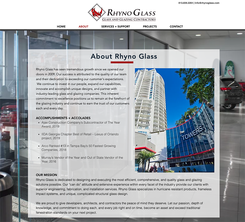 Rhyno Glass website