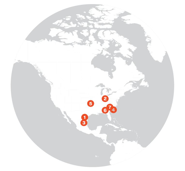map of North American float glass expansions 