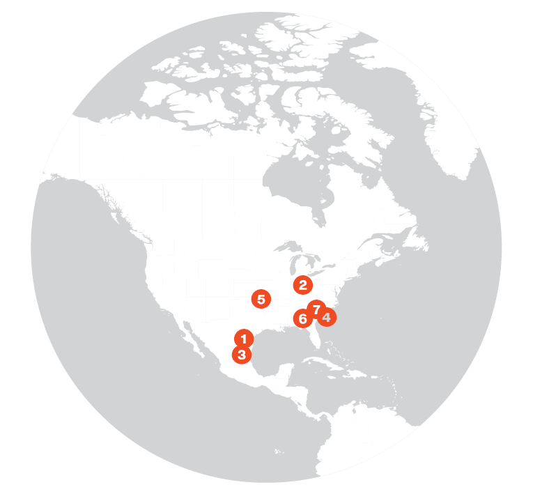 map of North American float glass expansions