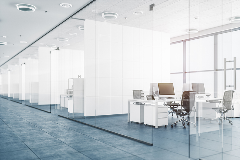 Interior glass in an office