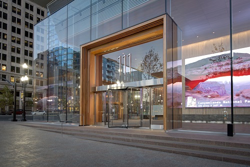 jumbo glass storefront at 111 main in salt lake city