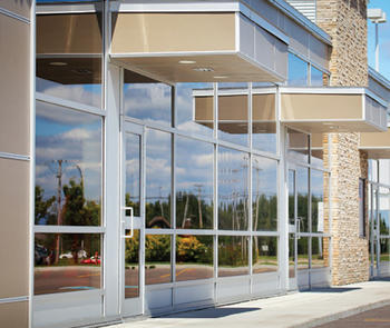 glass entrance treated with protective coating