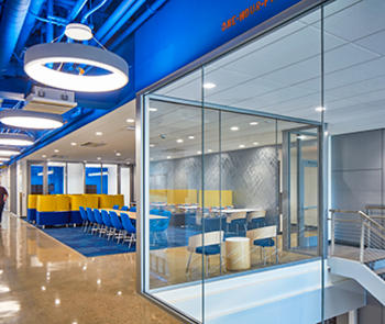 an example of Fireframes Aluminum series from Technical Glass Products paired with Pilkington Pyrostop