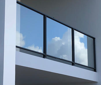 glass railing across balcony