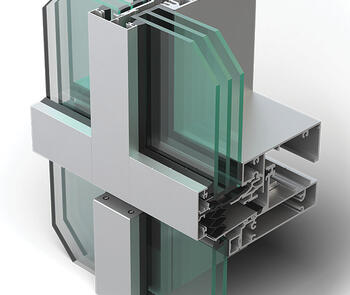 curtain wall cross section with triple-pane glass