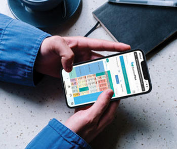 phone displaying business app
