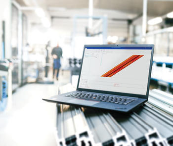 laptop open in factory