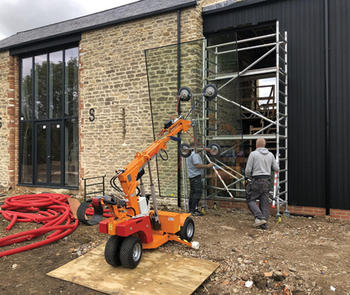 glass lifter at building site