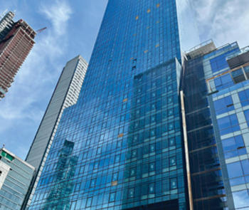 high rise building with glass facade