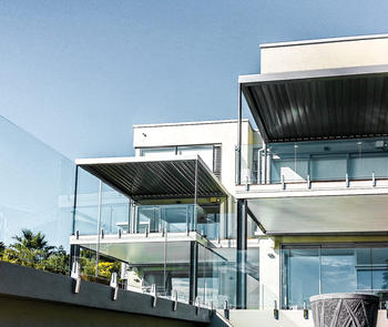 balconies with glass panel railing