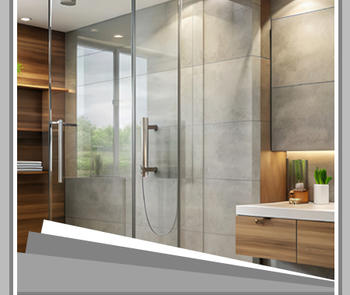 image of glass shower door from quality enclosures, quality enclosures offers Diamon-Fusion® protective coating on their full line of shower doors
